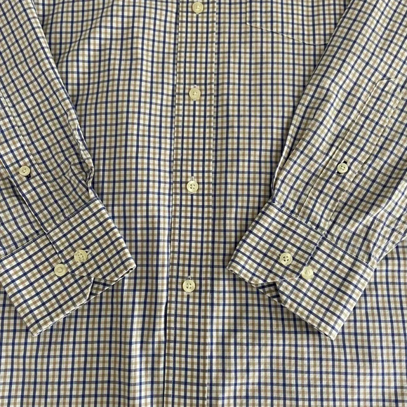 Tommy Hilfiger Ithaca LS Button Down Check Print Dress Shirt Blue Wht Tan Sz 15 - Picture 4 of 12